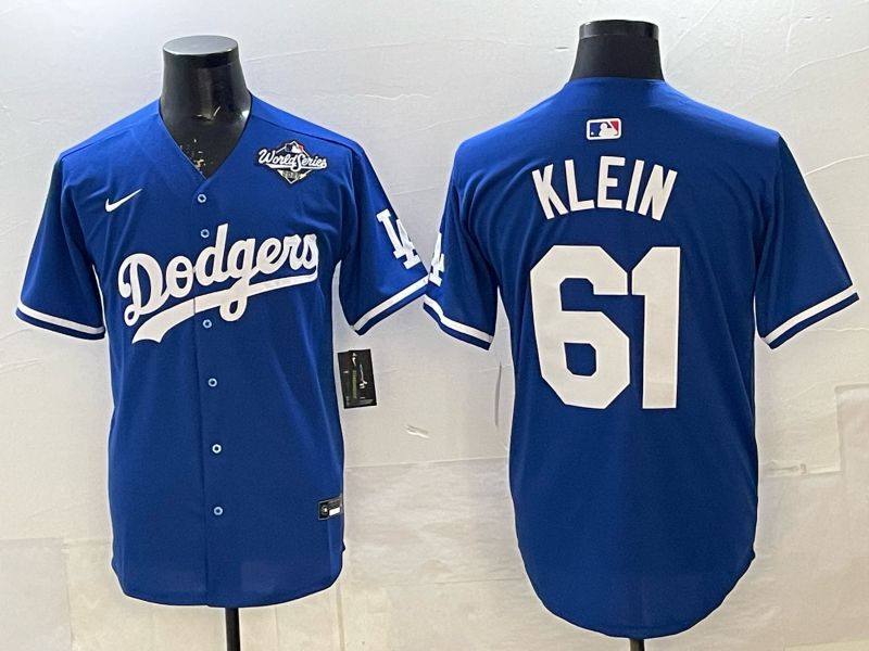 Men 2025 Nike Los Angeles Dodgers #61 Klein Blue Game MLB Jersey 018